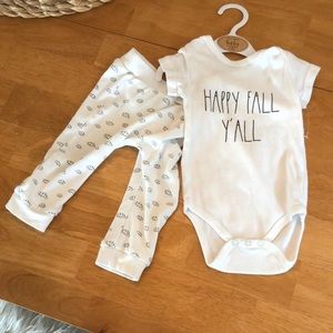 Rae Dunn , 6-9 months , 2 piece set. Onesie / sleeper and pants